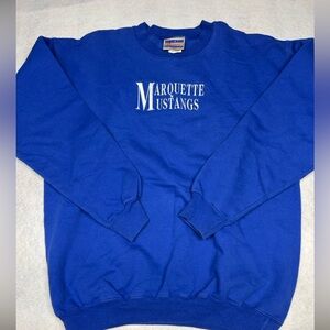 Vintage Hanes Men’s Medium Marquette‎ HS Mustangs Royal Blue Crewneck Sweatshirt